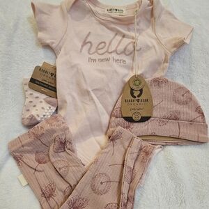 Rabbit & Bear Organic Pink Kids Matching Set